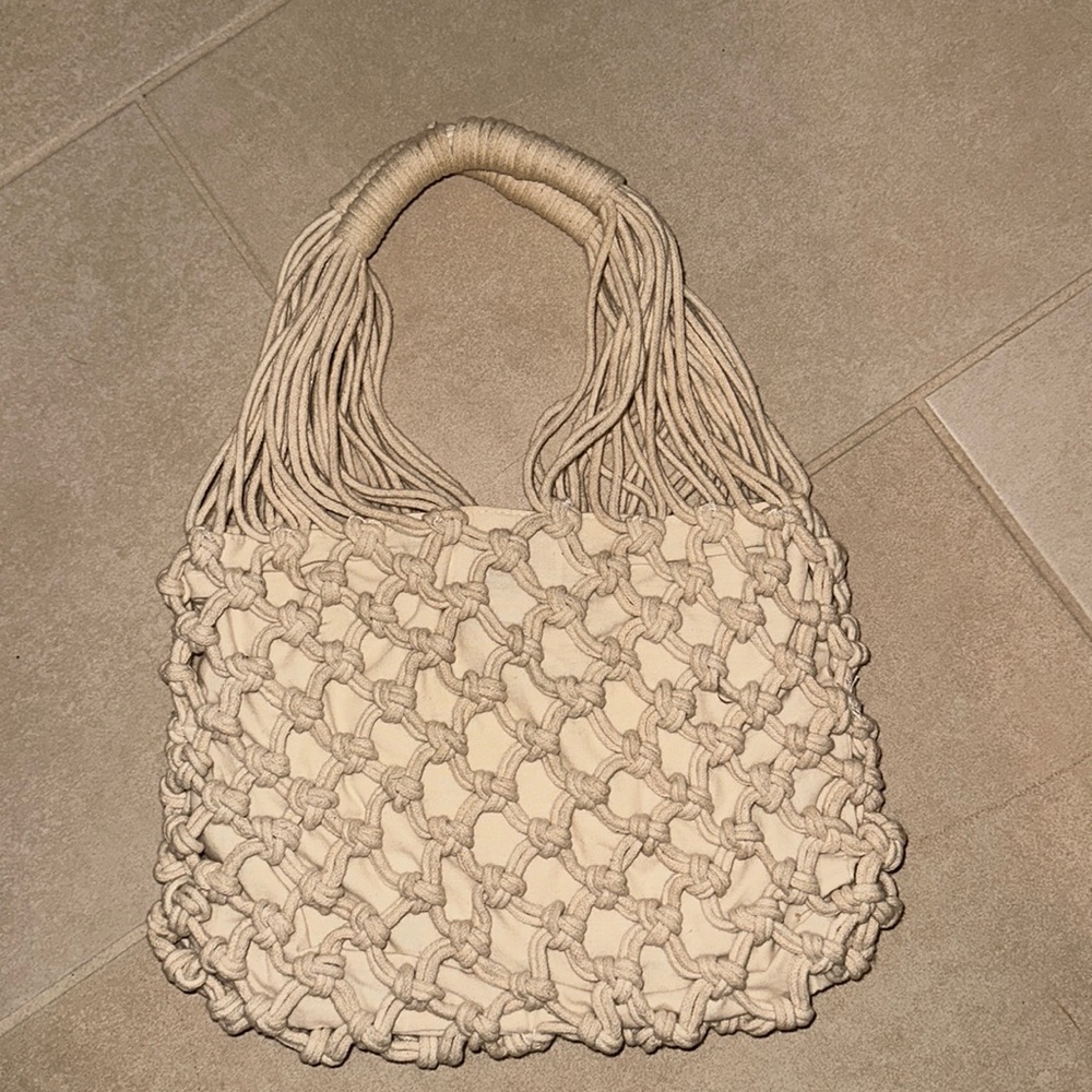 Cotton Macrame Woven Handbag Boho Vacation Rope Tote Summer Purse Medium